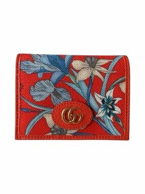 Gucci GG Marmont Floral Canvas Orange Compact Wallet Limited Edition